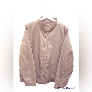 Eileen Fisher Jacket In Taupe Size XL Stand Up Collar Fleece Lined
